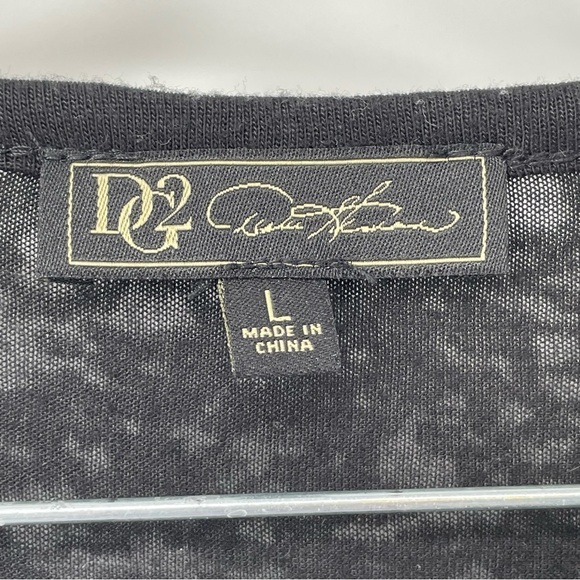 Embellished Burnout Black Leopard Print Knit Top by Dian Gilman - Sz L - Picture 3 of 10